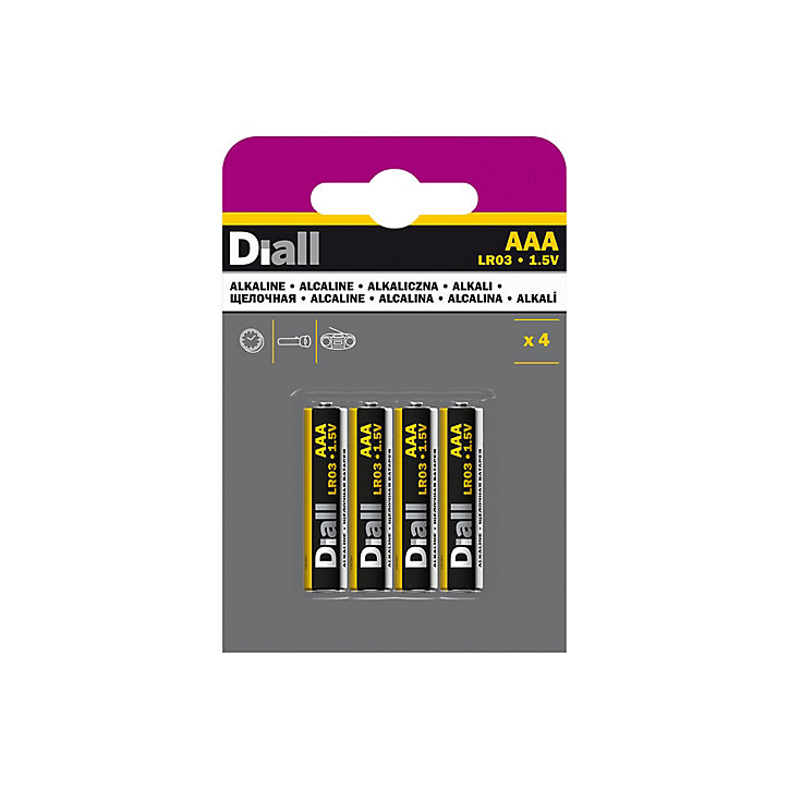 Pile alcaline AAA (LR03) Diall, lot de 4