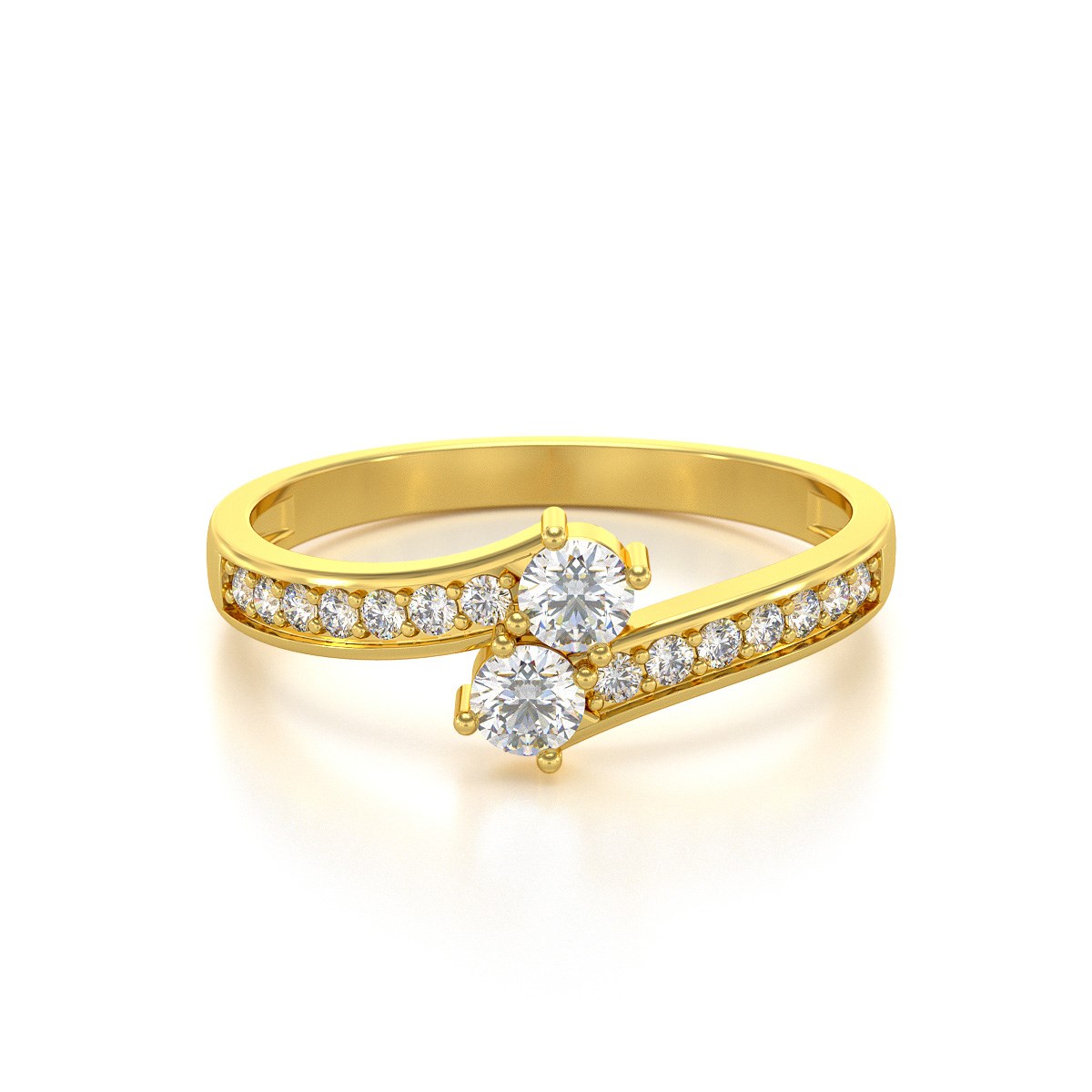 Bague ADEN Or Jaune Duo Diamants 2.15grs