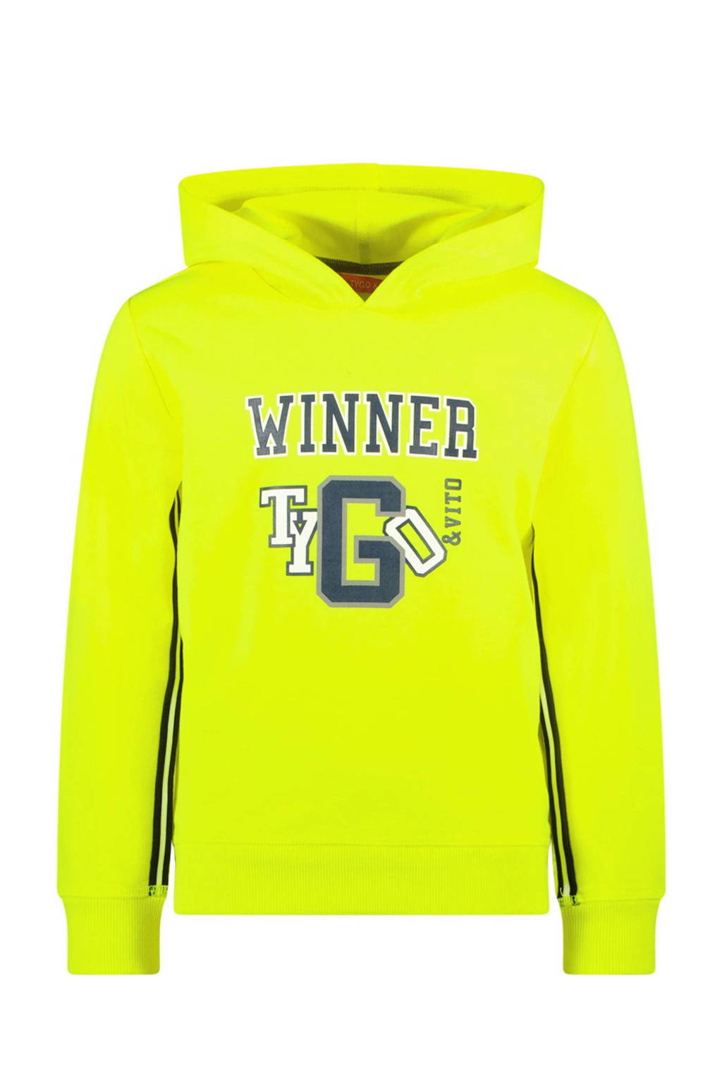 TYGO & vito hoodie Huub met printopdruk felgeel