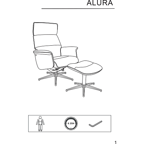 Alura lænestol inkl. fodskammel - grå