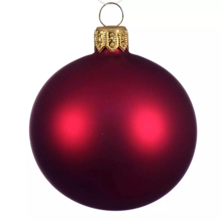 Lot de 4 boules de Noël en verre (D100 mm) Arctique mate Bordeaux