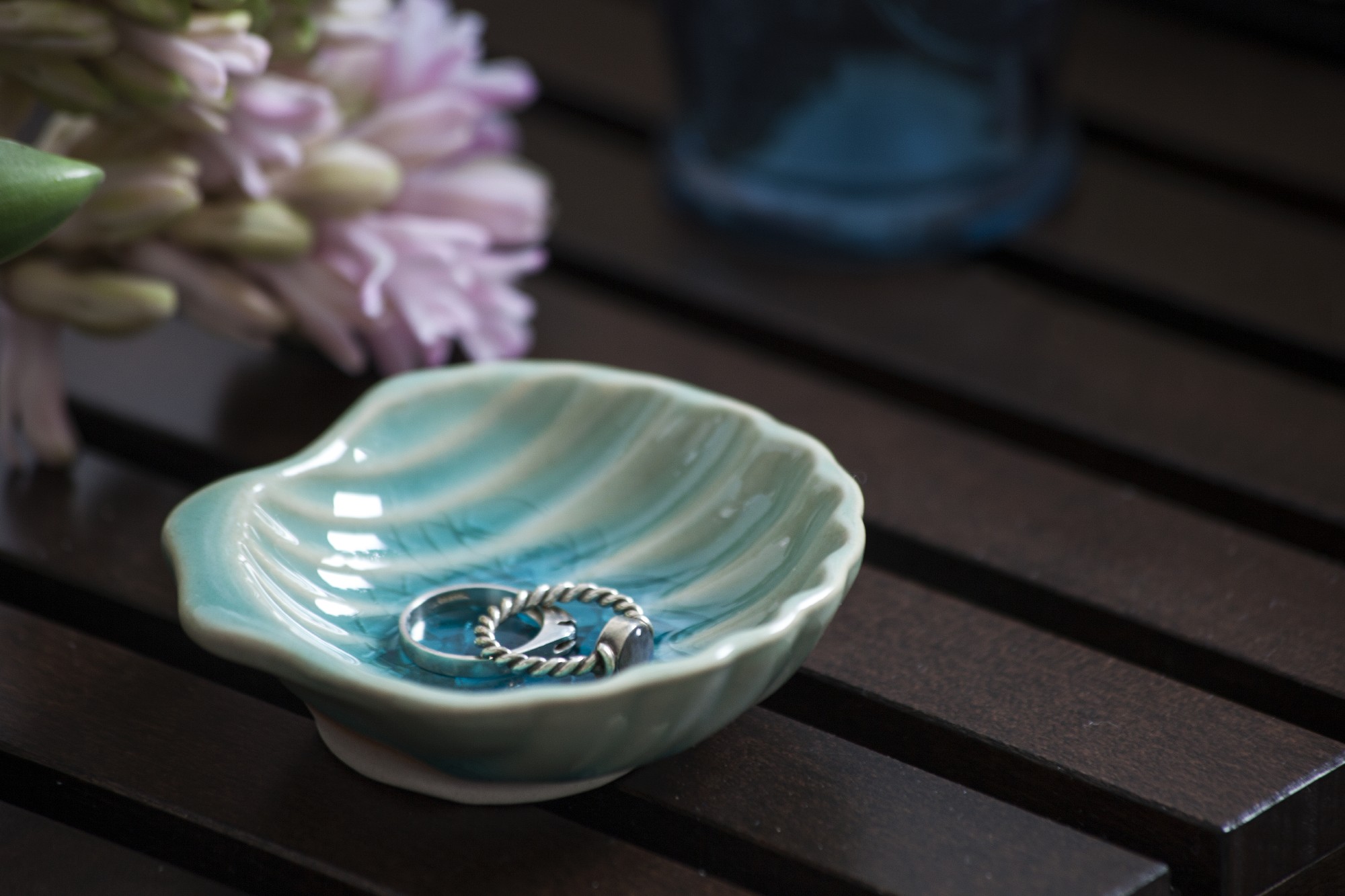 Schale 'Muschel', blau, Ø 9 cm, H 2 cm von fischer's lagerhaus