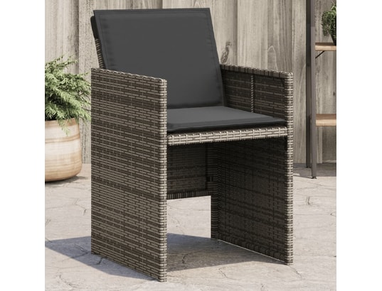 VIDAXL - Chaises de jardin avec coussins lot de 4 gris résine tressée