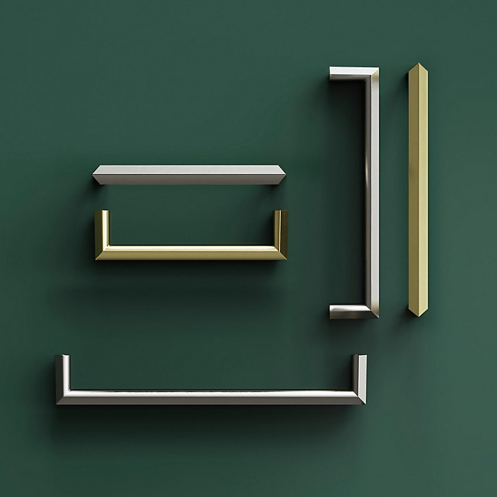 Poignée de meuble Droit GoodHome Keri effet nickel satin gris l.170mm x l.11mm x H. 27mm entraxe 160mm