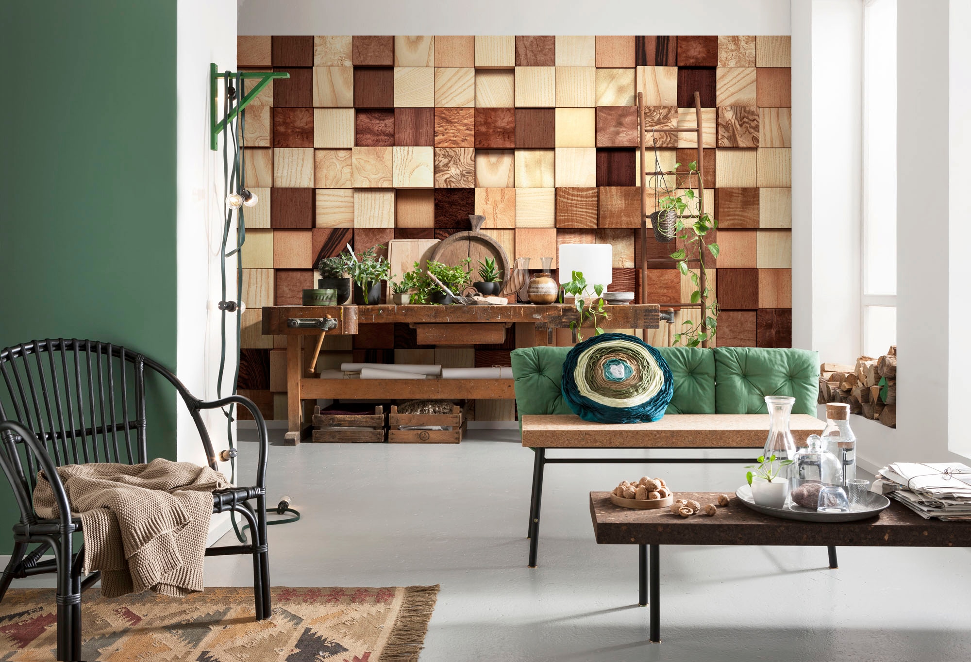 Komar Fototapete »Lumbercheck - Grösse 368 x 254 cm« bedruckt glatt Wohnzimmer, Schlafzimmer