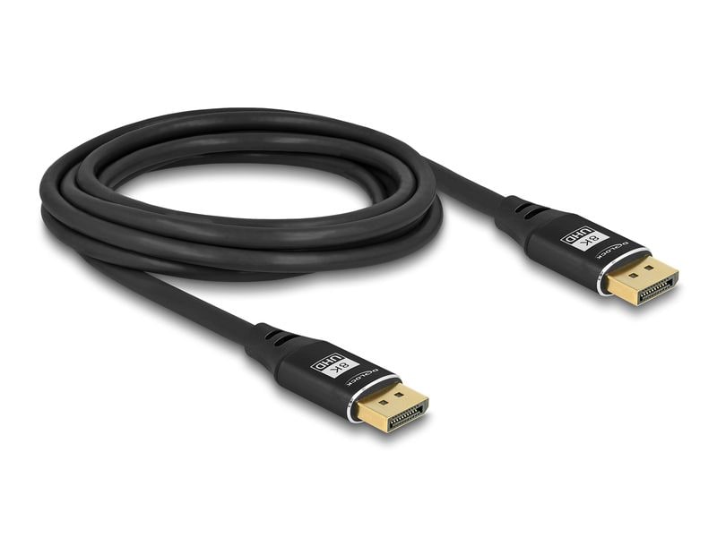 Delock Kabel 8K 60 Hz DisplayPort - DisplayPort, 3 m, Schwa Delock DisplayPort Kabel 8K 60 Hz 3 m schwarz Metall