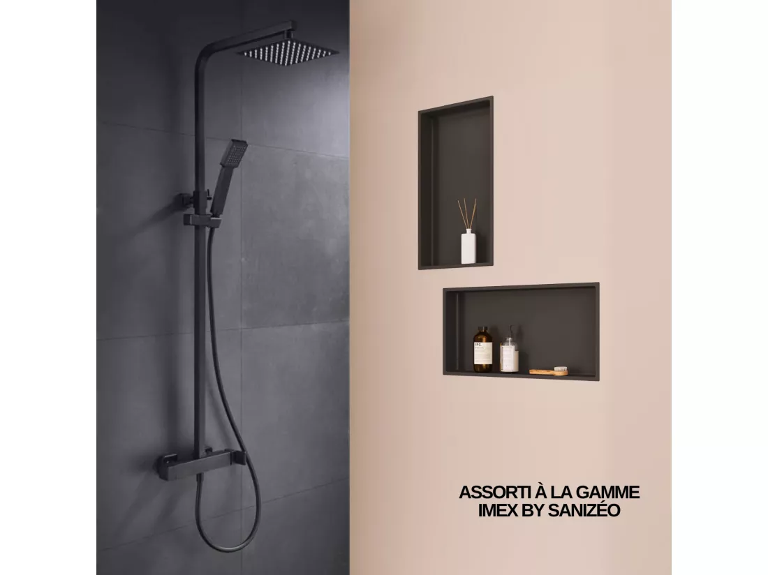 Niche de Douche, Rangement mural de Salle de Bain et Douche 30x60cm Noir Satiné, NOOK by SANIZÉO