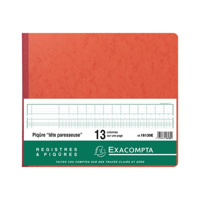 Exacompta - Piqûre tête paresseuse - 13 colonnes par page - 27 x 32 cm