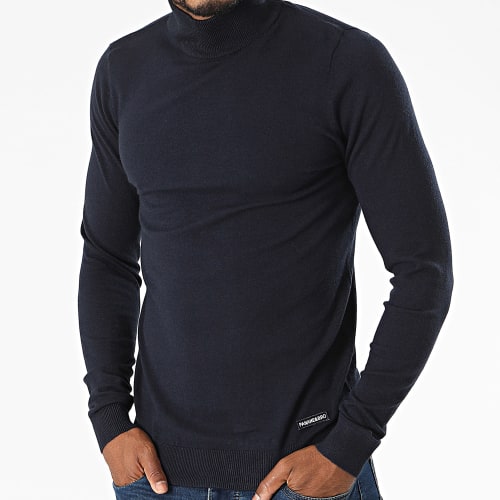 Pull Col Cheminée Bleu Marine
