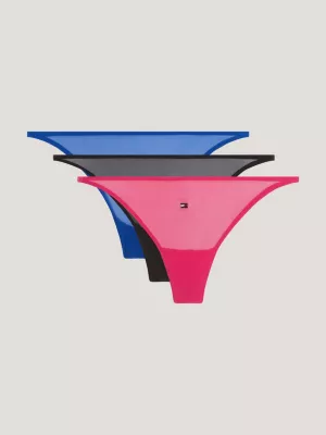 Conjunto de 3 tangas de malha com bordado de logotipo