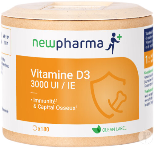 Newpharma Vitamine D3 3000 UI Complément Alimentaire 180 Gélules