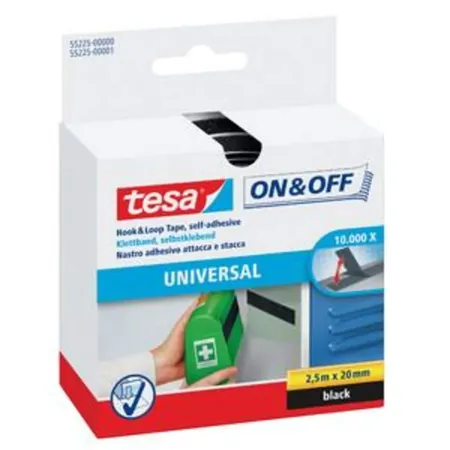 tesa On & Off Klettband, schwarz
