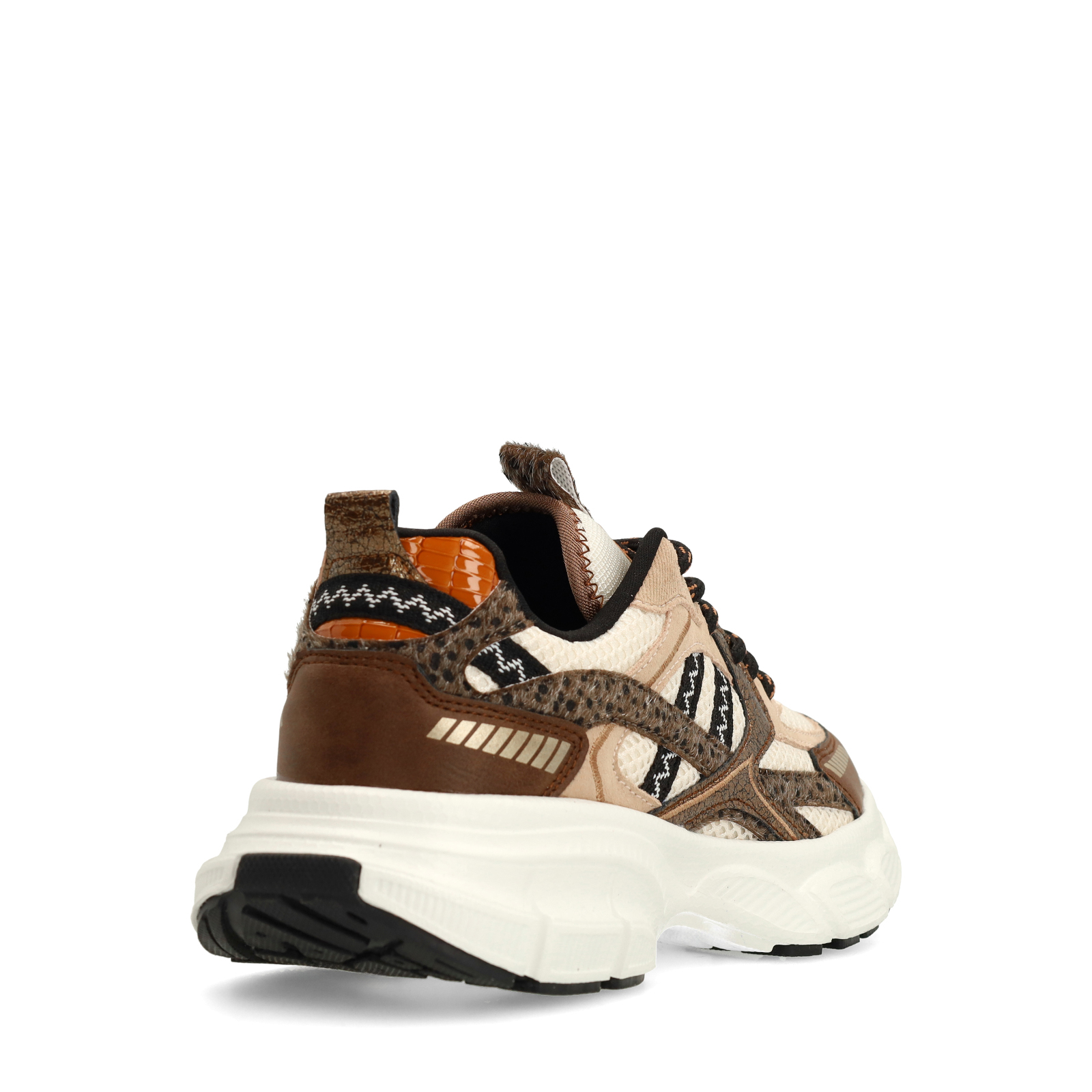 Bruine sneakers met mesh en multi colour details