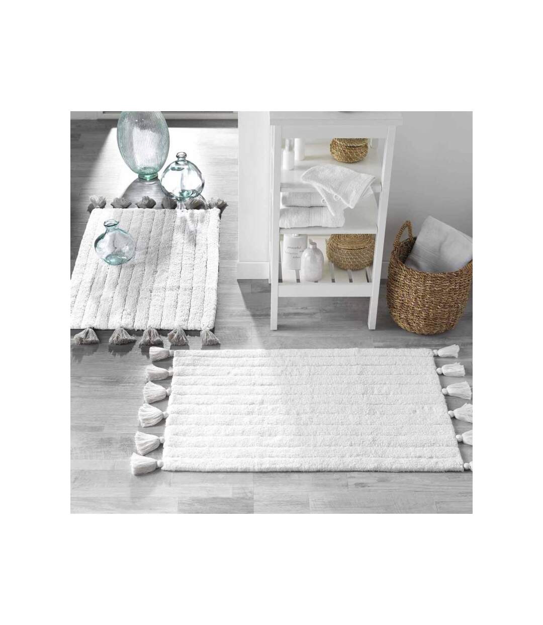Tapis de Salle de Bain Minatis 50x80cm Blanc & Gris