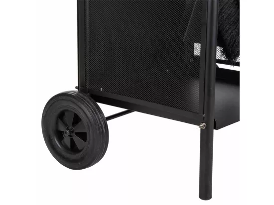 Porte-bûches en métal avec outils de cheminée noir 35x32x81h