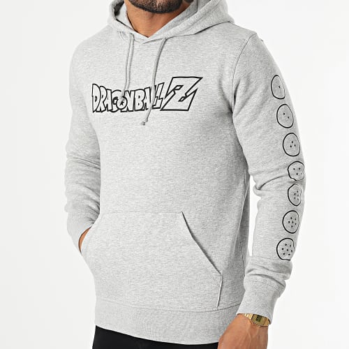 Sweat Capuche Front And Sleeve Gris Chiné Noir