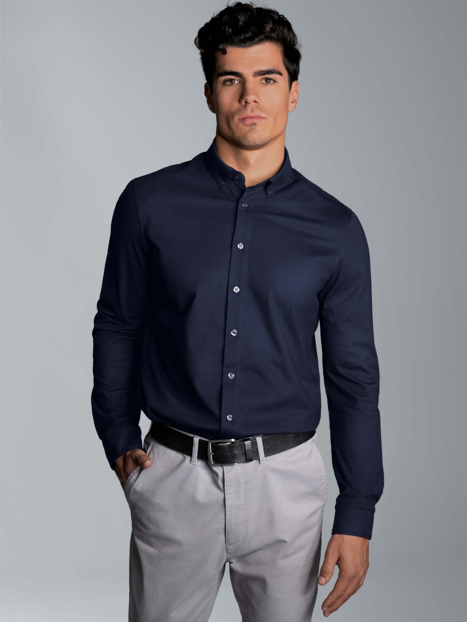 Business-Hemd aus DELUXE-Single-Jersey Navy