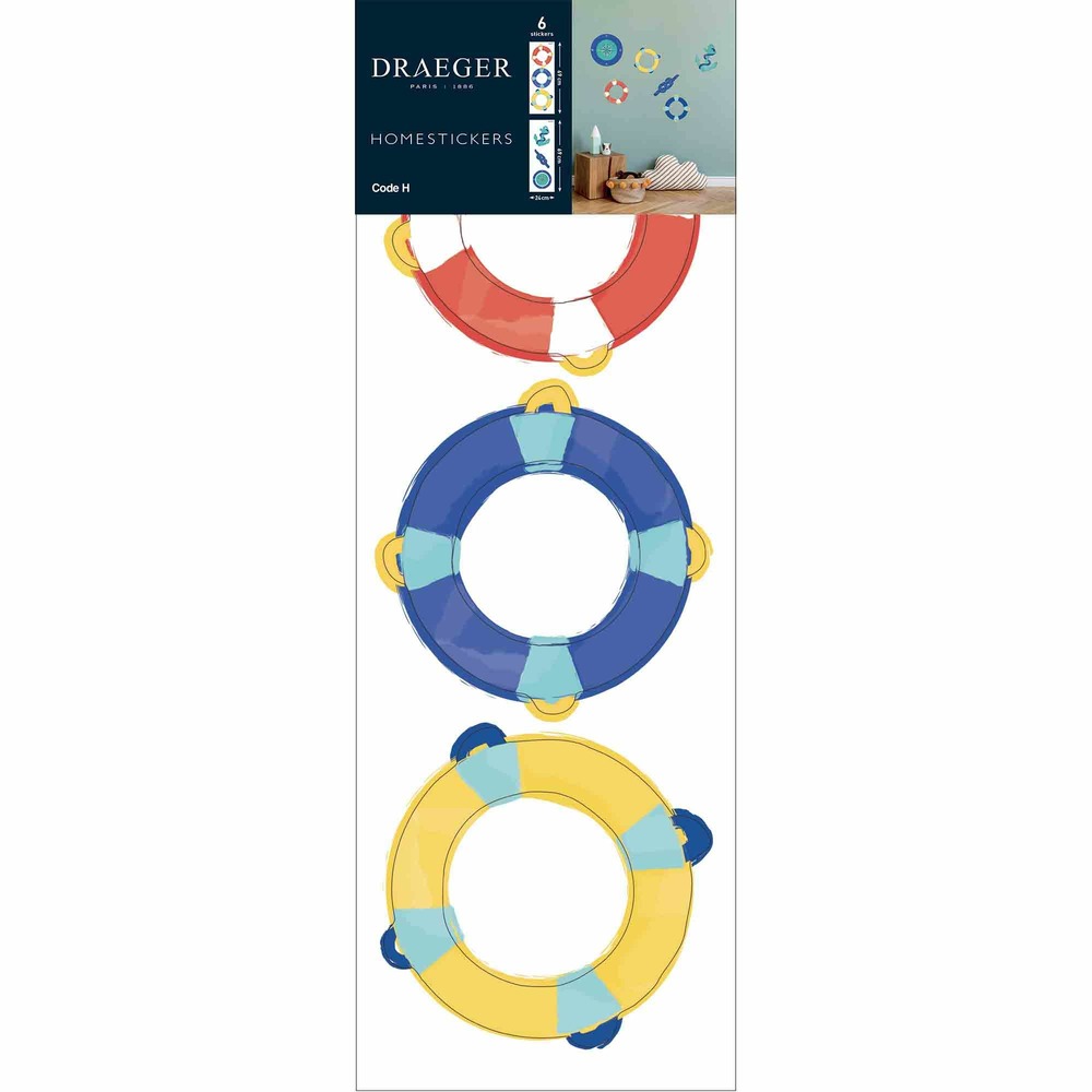 Sticker mural - bouée, ancre marine et boussole