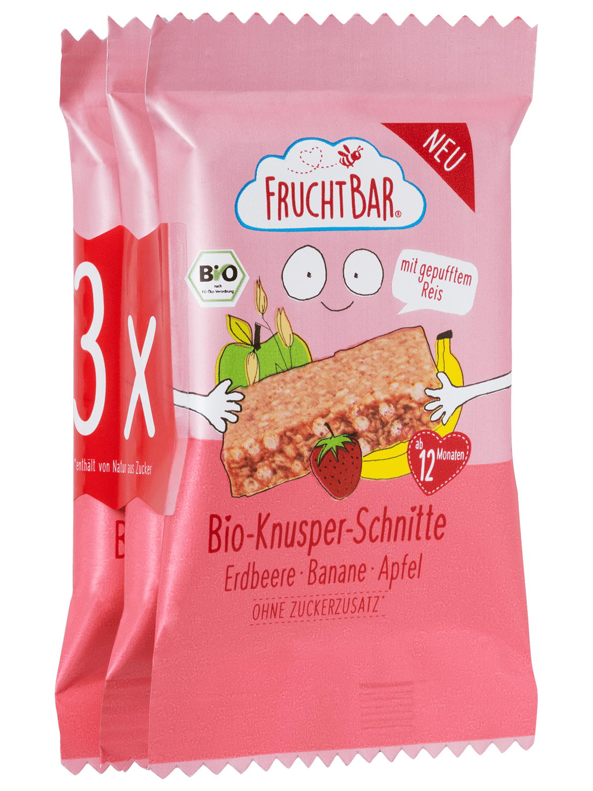 FRUCHTBAR Knusper Schnitte Bio Erdbeere Banane 23 g