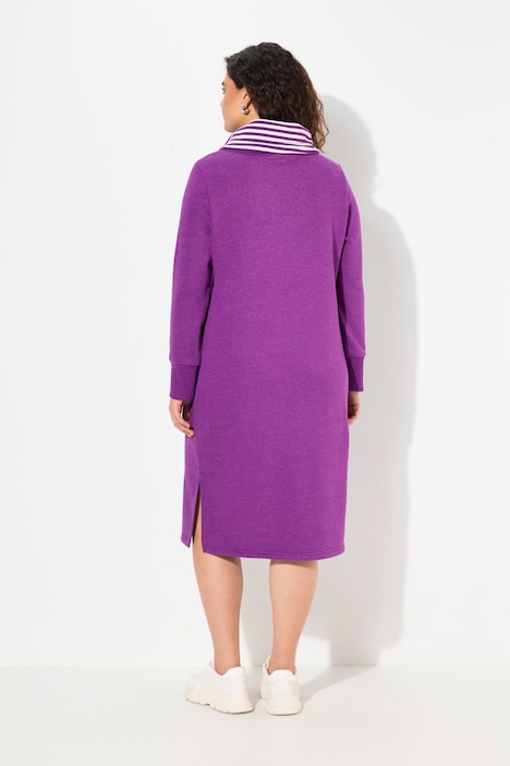 Sweatkleid, Zierpaspeln, Stehkragen, Langarm, Taschen