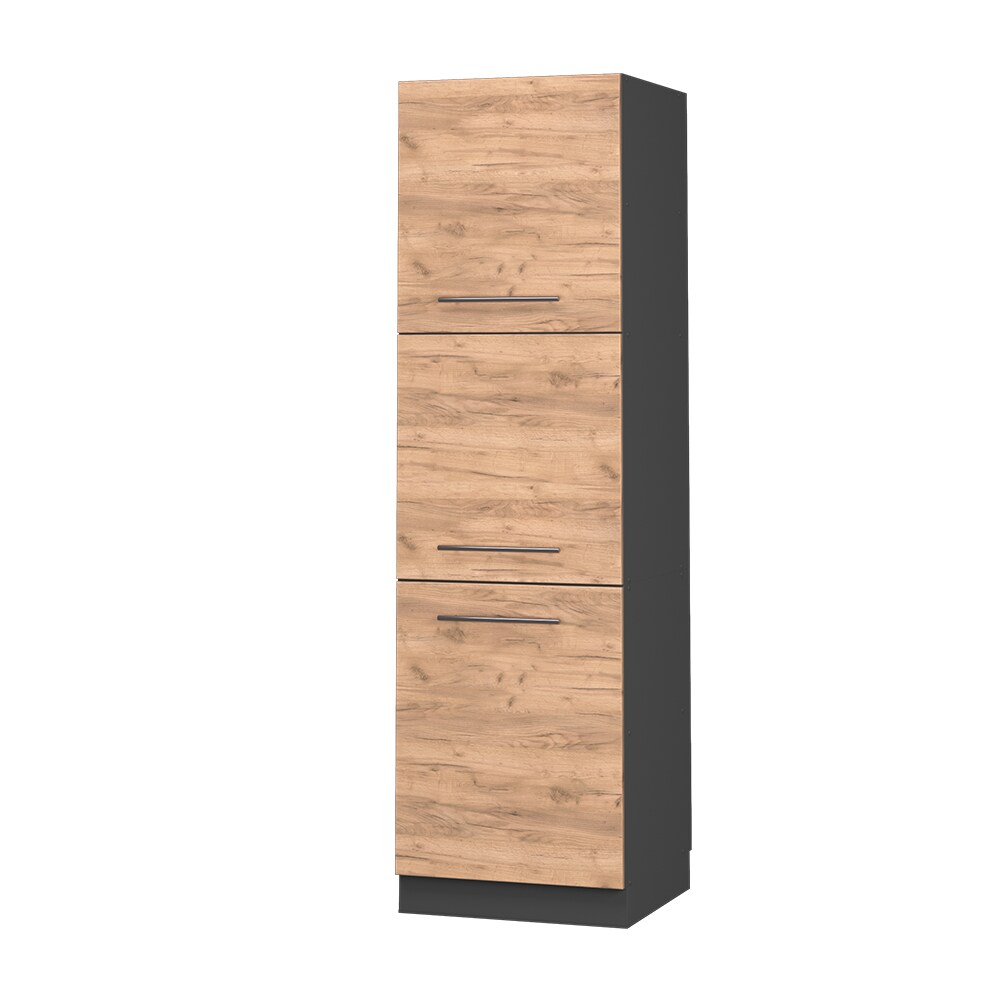 Vicco Herdumbauschrank Küchenschrank Küchenmöbel Fame-Line Anthrazit Eiche Goldkraft60 cm modern Küche Einbauküche Blende Herdschrank Hochschrank Küchenzeile Drehtür Einlegeboden
