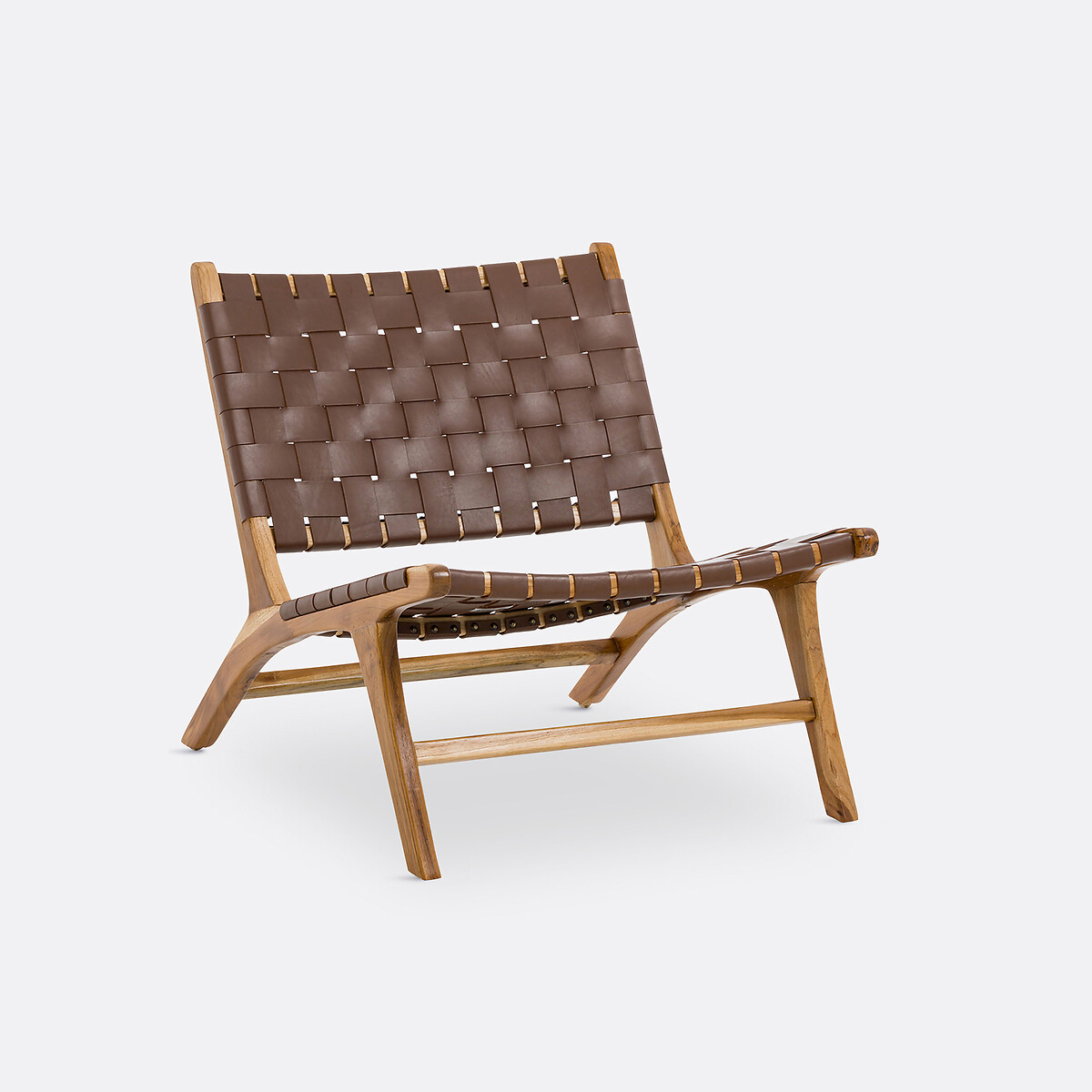LA REDOUTE INTERIORS<br>Poltrona de teca e couro, Amanda
