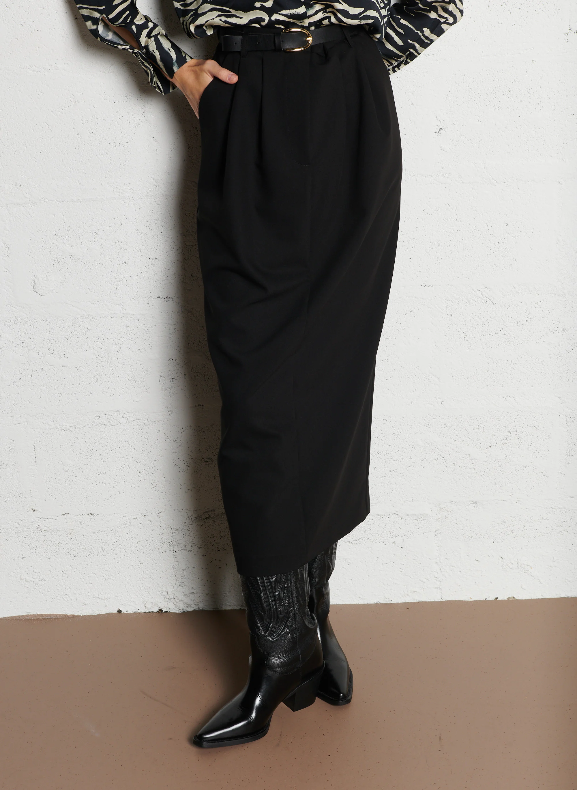 Jupe longue droite| Noir