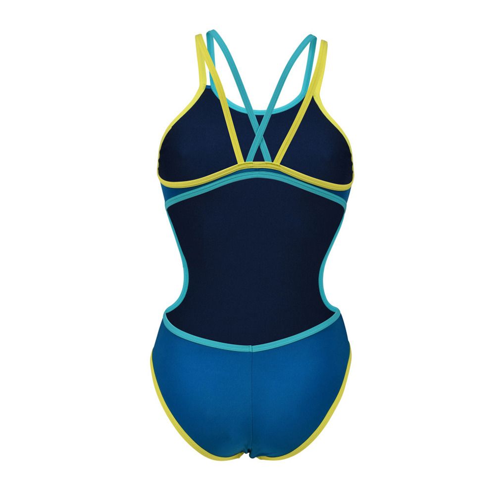 Arena ONE DOUBLE CROSS BACK - Maillot de bain 1 pièce Femme blue cosmo/soft green/wate