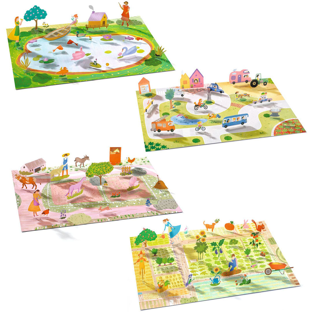 Djeco knutselset herbruikbare 3D stickers - farm