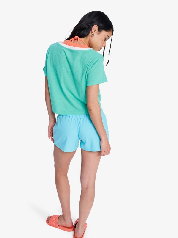 Sunlit Smiles Short taille élastique Bleu Femme