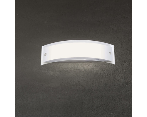 Wandlamp, 2-lichts, H 40 cm, Elysee, roestvrij staal/wit