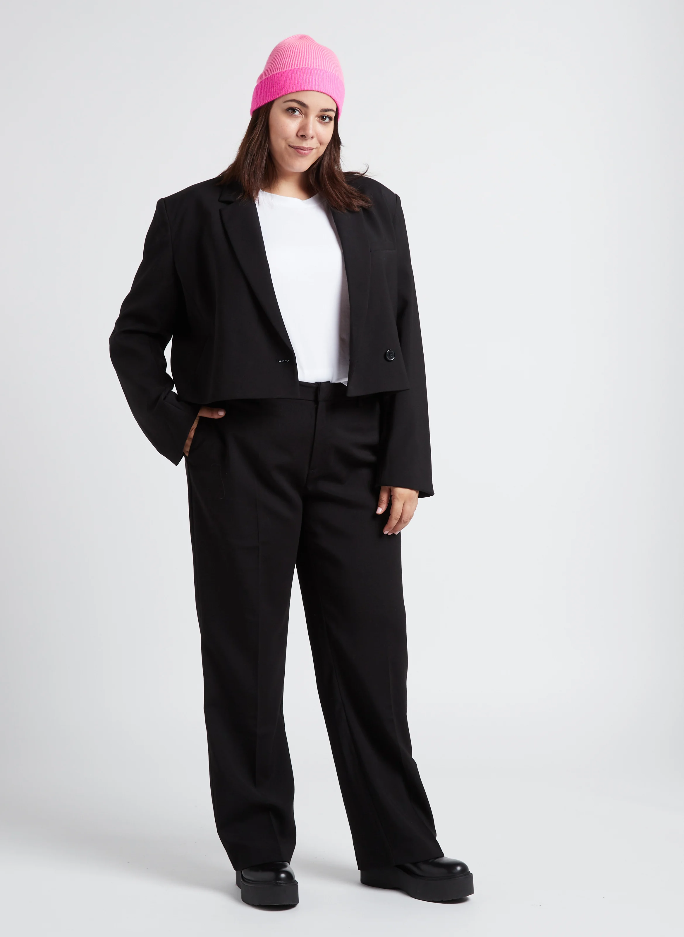 Veste de tailleur courte droite| Noir