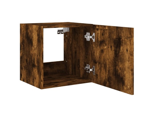 VIDAXL - Elément suspendu Meuble tv mural avec lumières led chêne fumé 40,5x35x40 cm