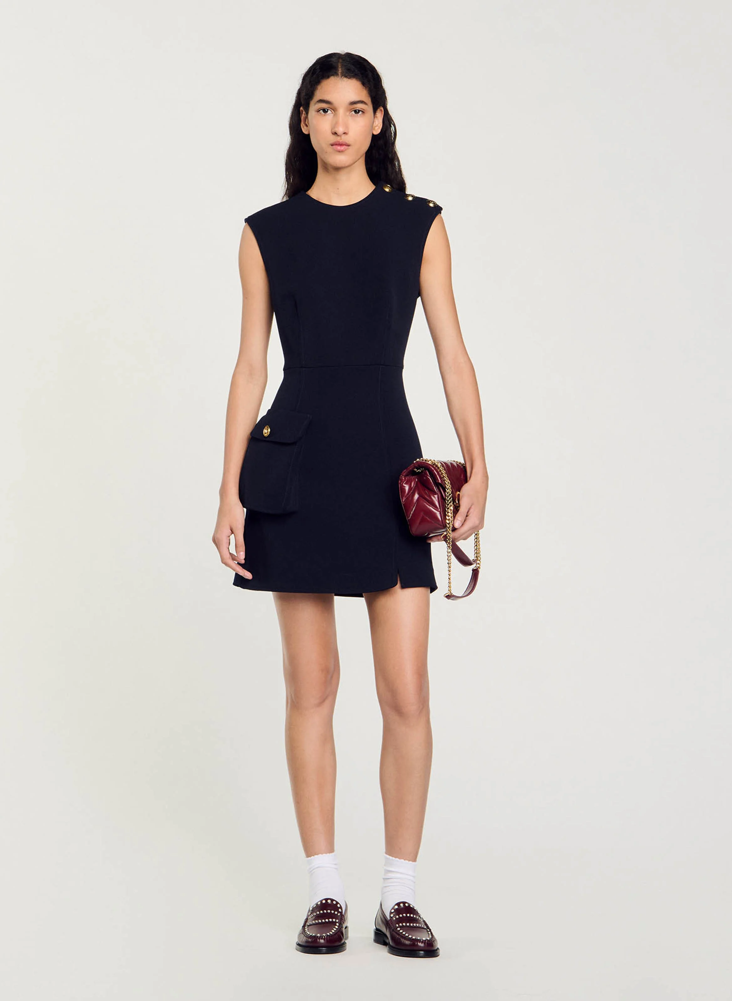 Robe courte moulante à col rond | Bleu