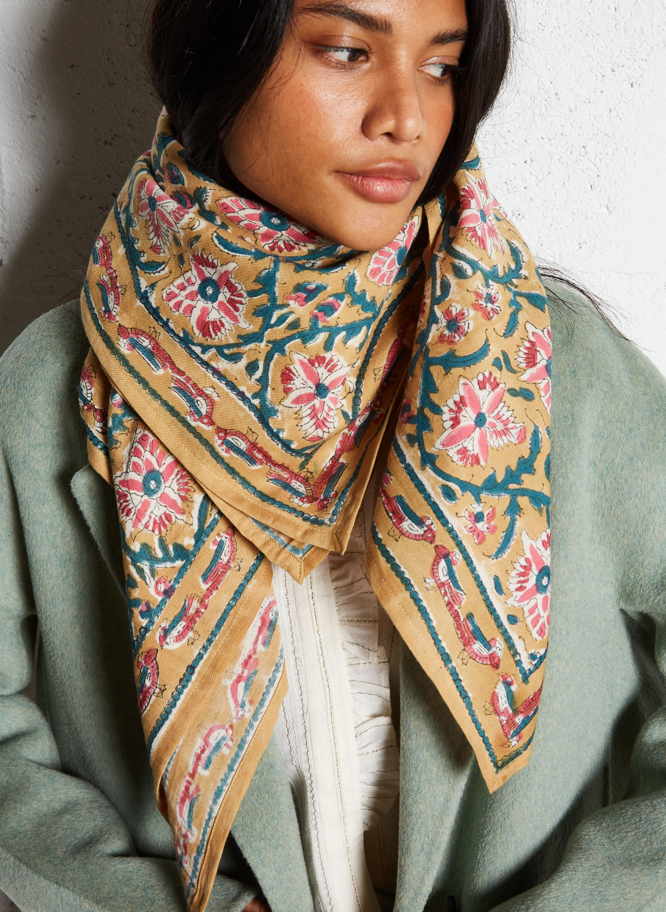 LATIKA - Foulard en coton imprimé | Jaune