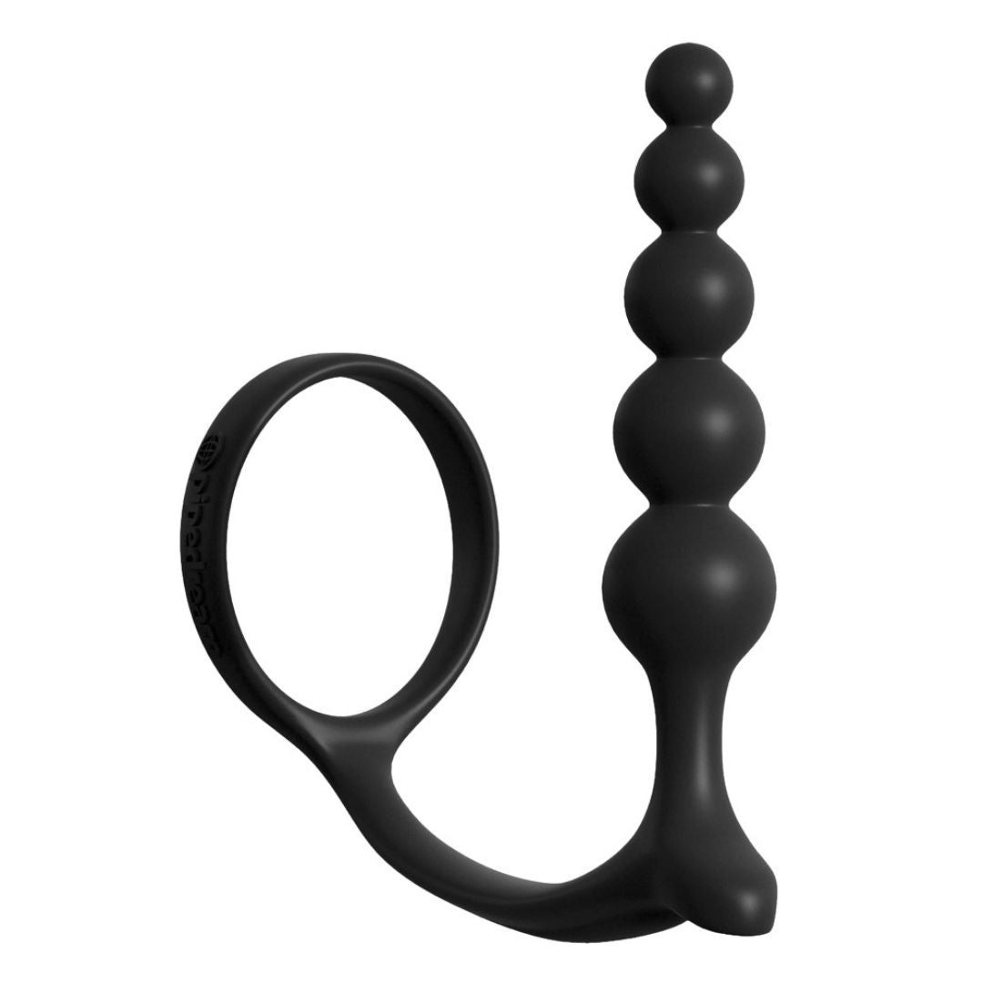 Penisring mit Kugel-Analplug  | Unterstützt Erektion, aus Silikon | Fetish Fantasy Series