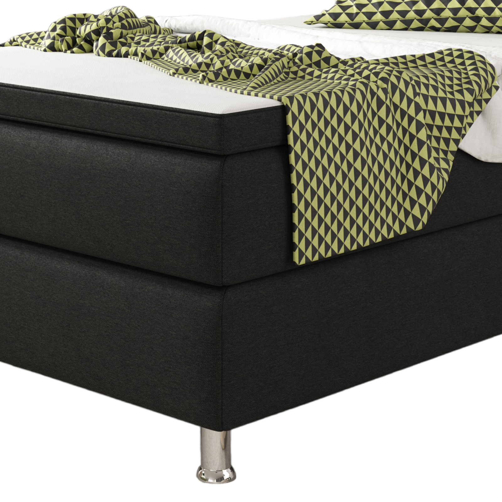 Boxspringbett - schwarz - mit Topper - H3 - 90x200 cm