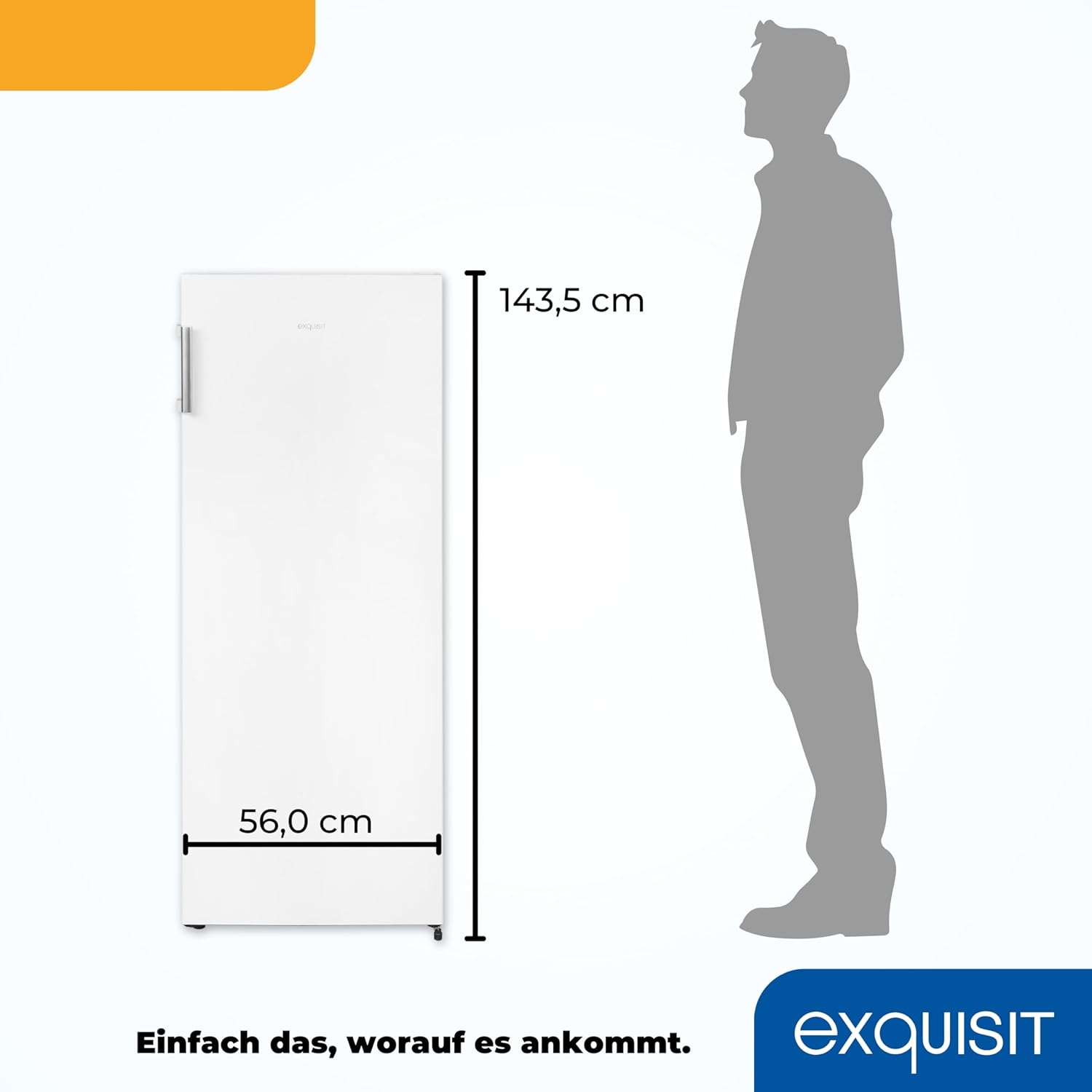 Exquisit Gefrierschrank NoFrost, Tiefkühlschrank groß, 155 Liter, Schnellgefrieren, Alarm-Funktion, GS5231-NF-H-010E weiss