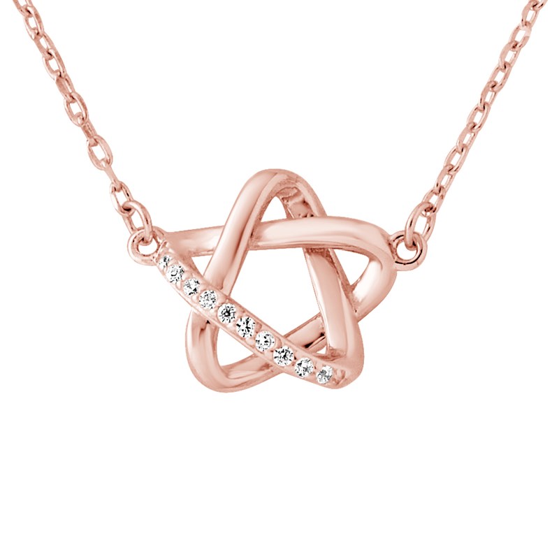 Collier NOEUD - Oxydes de zirconium - Argent plaqué or rose