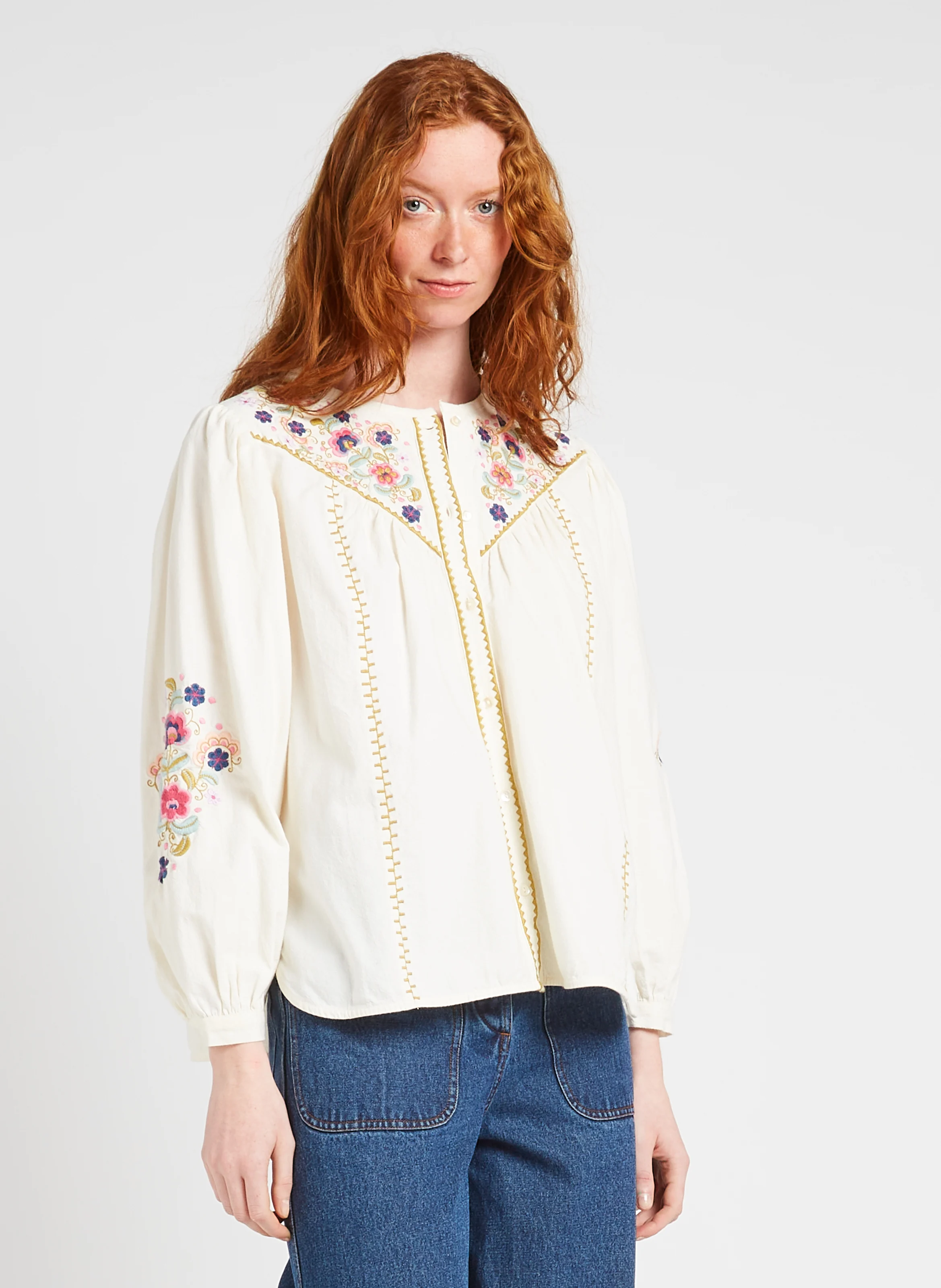 IZZANA - Robe midi rayée en coton bio | Beige