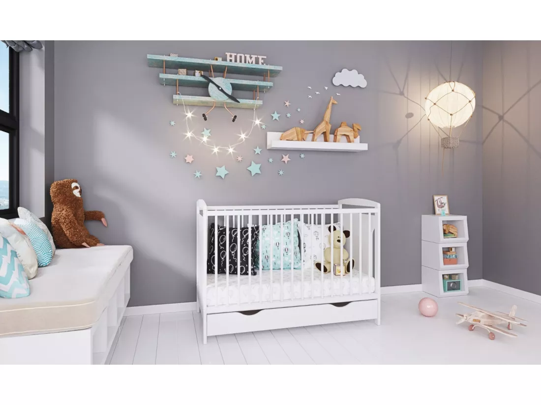 MINEA | Lit bébé évolutif avec tiroir MARGOT 60x120 cm (matelas non inclus)