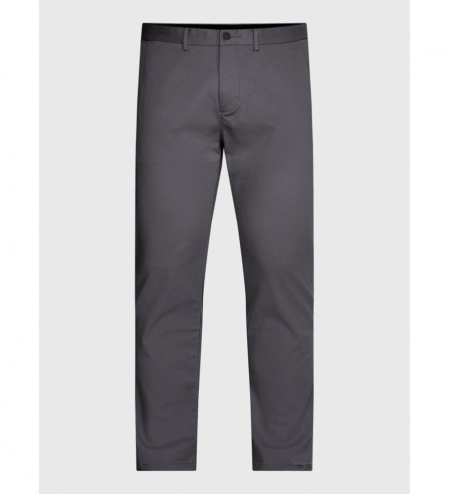 Calça chino Tommy Hilfiger Bleecker em algodão elástico, cinza.