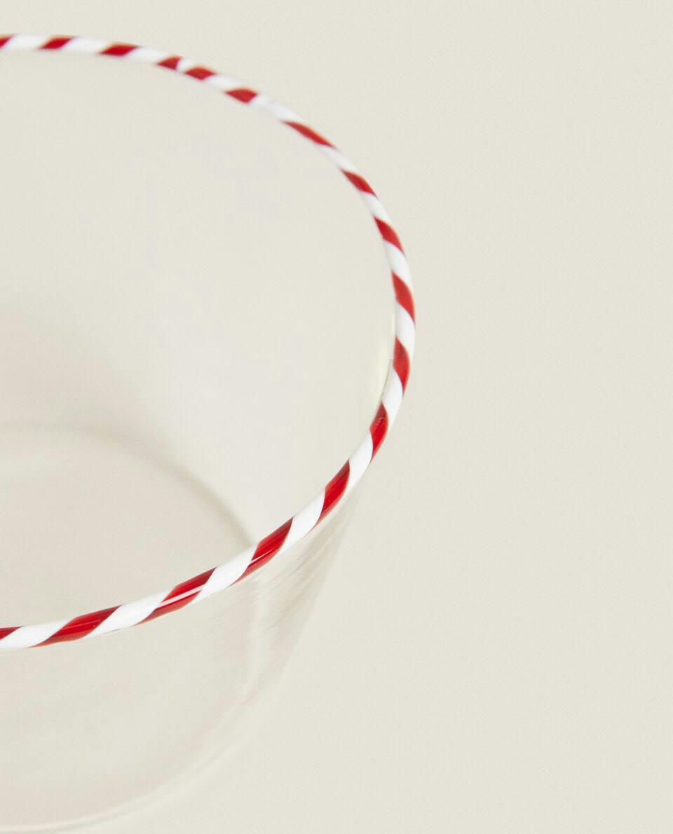Tigela de vidro borossilicato com bengala doce de Natal
