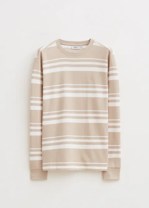 T-shirt met strepen zand (ZAND)