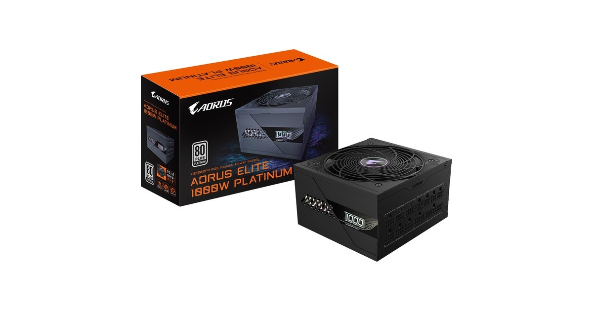 GIGABYTEAORUS ELITE GP-AE1000PM PG5 modulaire 1000 watt voeding   (Zwart, 1x 12VHPWR, 6x PCIe)