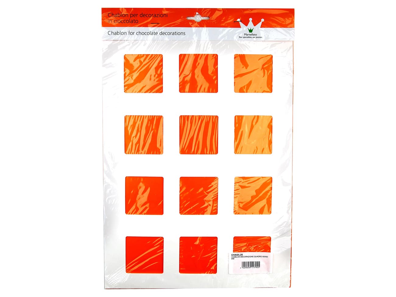 Chablon en silicone - 12 carrés - 6 x 6 cm - Martellato