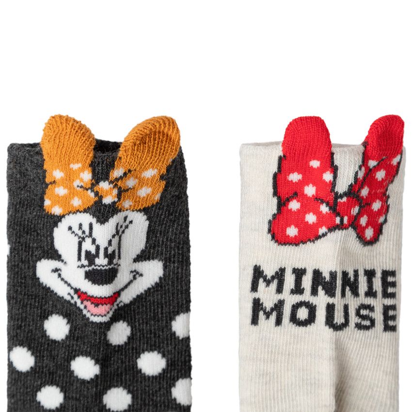 Lot de 2 paires de chaussettes assorties motif Minnie Disney - Noir
