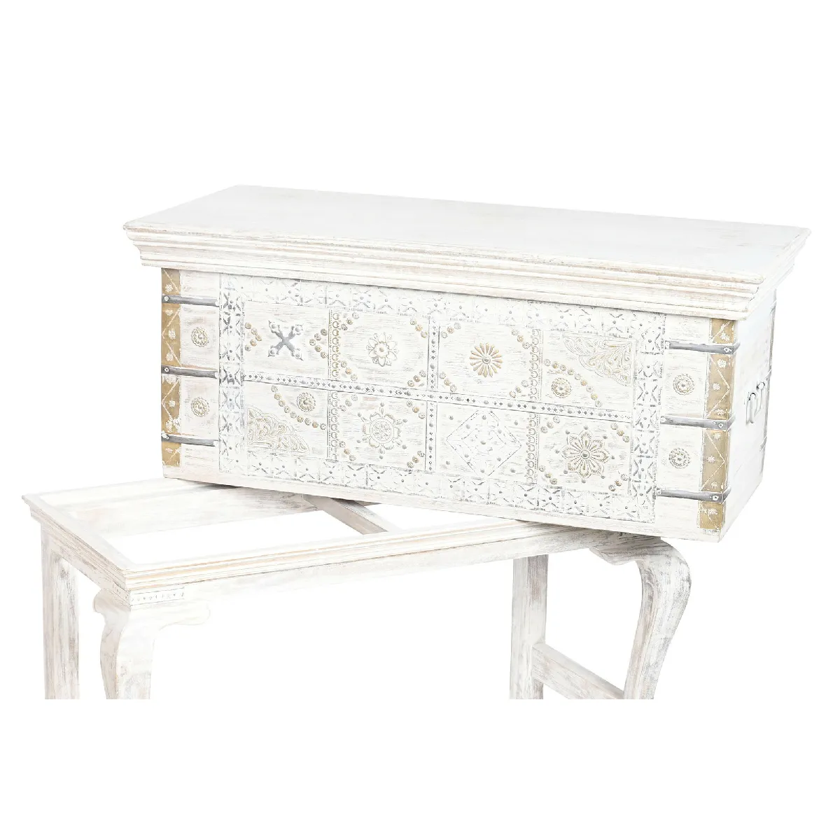 pegane Coffre de rangement - Manguier Laiton