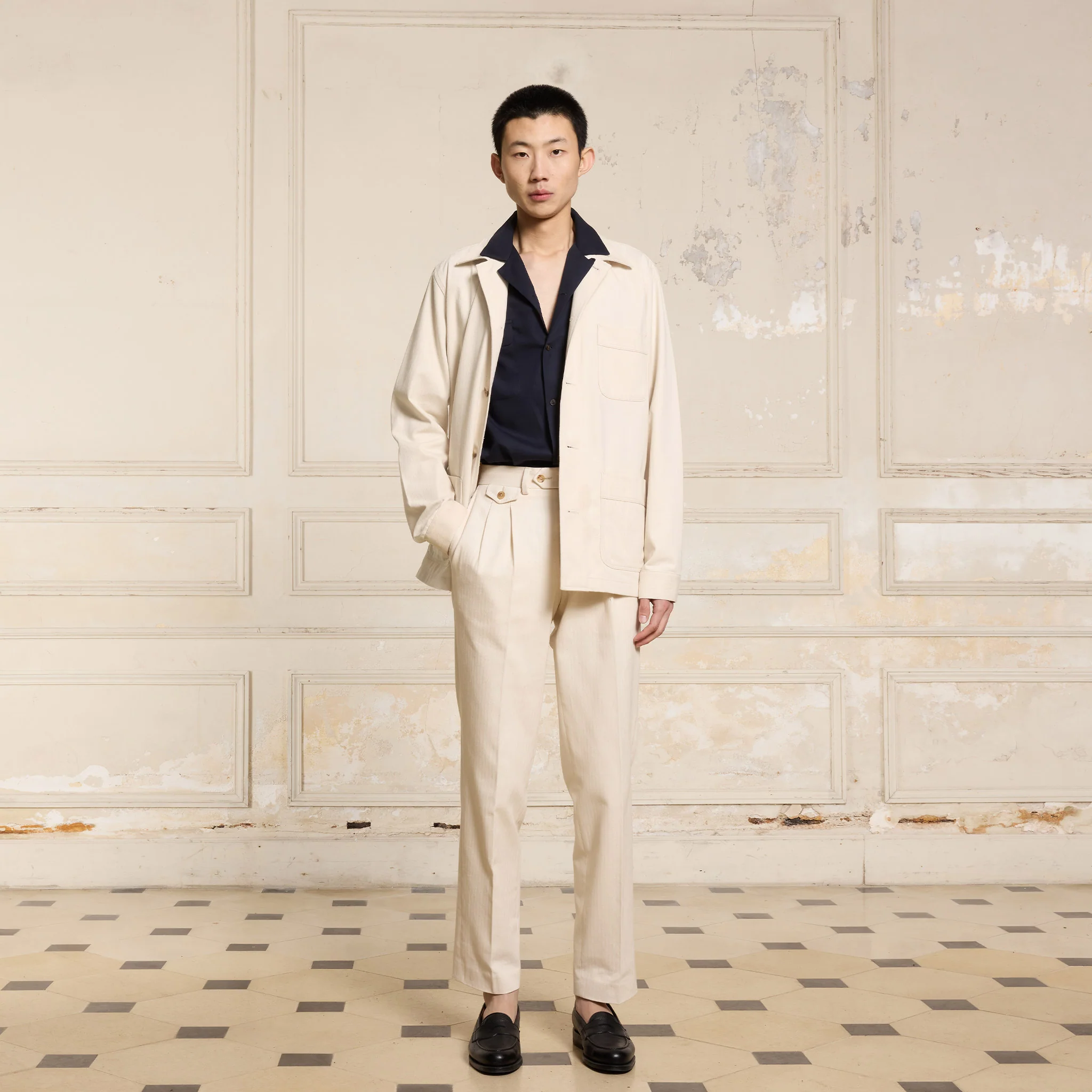 Ecru cotton work jacket