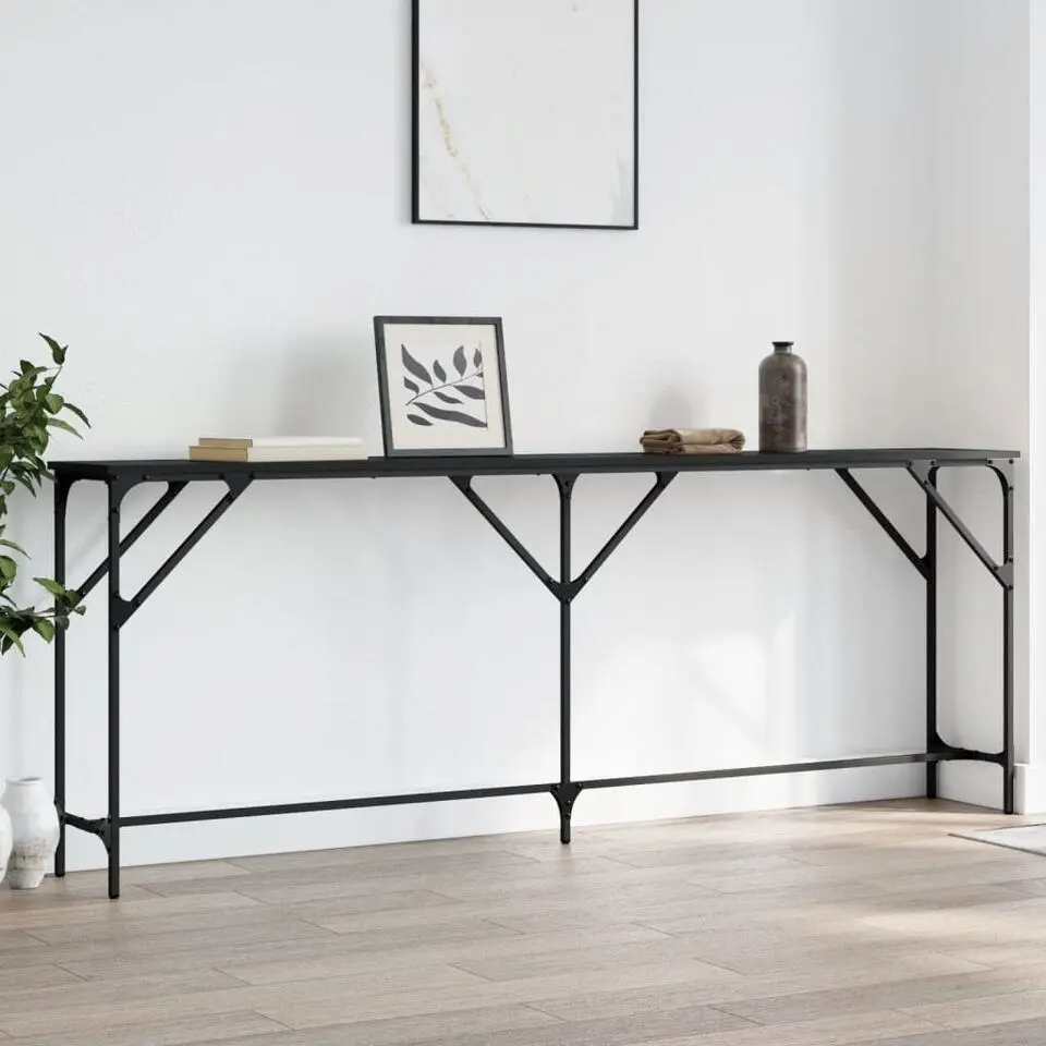 vidaXL - Consoletafel - Zwart - Bewerkt hout - 200x29x75 cm